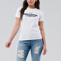 Hollister 經典刺繡大海鷗文字短袖T恤(女)-白色