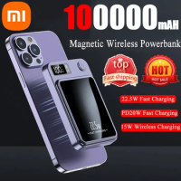 Xiaomi 100000mAh Wireless Power Bank Magnetic Qi Slim Portable Powerbank Type C Mini Fast Charger For iPhone Samsung 2024 New