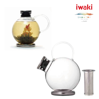 【iwaki】SNOWTOP茶系列不鏽鋼濾網球體壺-1L
