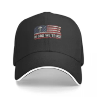 In God We Trust - Vintage USA Flag Cross Patriotic Christian T-Shirt Baseball Cap tea Hat funny hat Woman Men's