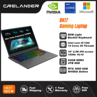 CRELANDER Laptop Gamer 16 Inch Intel Core i9 Processor 2.5k IPS Screen 165Hz RTX 3060 6G 4TB SSD Notebook Gaming Laptop