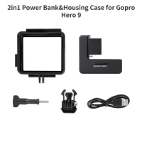 2in1 Power Bank&amp;Housing Case for Gopro Hero 9 Black Action Camera 4800mAh Charging Power Protective Case Battery Charger