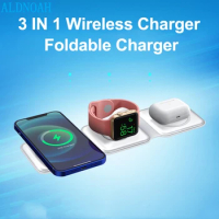 Fast 15W Foldable Magnetic Wireless Chargers for iPhone 13 11 12 Pro Max Portable 3 in 1 Charger for Apple Watch 7 6 SE AirPods
