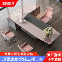 Boss desk, simple modern office desk and chair combination, lacquered executive desk, creative executive, executive desk, office