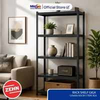 Rak Besi Penyimpanan Rack Shelving Zehn Giga 120×60×183 cm 5 Susun Warna Hitam - Proteksi Ganda Extr