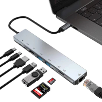 8/10in1 USB HUB Type C Splitter 4K Thunderbolt 3 Docking Station Laptop Adapter For Macbook Air M1 IPad Pro RJ45 HDMI Computer