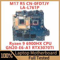 CN-0FDTJY 0FDTJY FDTJY For DELL M17 R5 Laptop Motherboard LA-L761P With Ryzen 9 6900HX CPU GN20-E6-A1 RTX3070TI 100%Tested Good