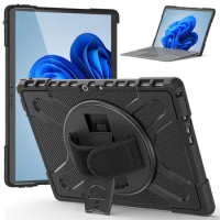 Shockproof Case for Microsoft Surface Pro 8 Cover Rotary Stand Holder with Hand Strap