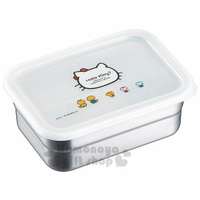 小禮堂 Hello Kitty 方形塑膠蓋不鏽鋼保鮮盒《白銀.背影》850ml.便當盒.餐盒