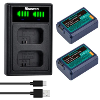 Hisewen NP-FW50 Battery, Dual USB Charger Compatible with Sony ZV-E10/A6000/A6100/A6300/A6400/A6500A7/A7 II/A7S