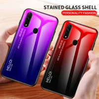 OPPO A31 2020 CPH2015 Case Gradient Aurora Tempered Glass Back Cover Hard Case For Oppo A8 2020 A31 OppoA31 OppoA8 Coque Capa