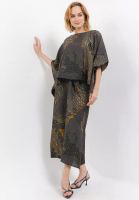 Batik Kedu Setelan Batik Wanita One Set Doby Motif Sisik Nogo Abu / Baju Kondangan / Pesta / Baju Kantor