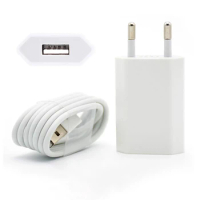 EU Plug Wall AC USB Charger For Apple iPhone 5 5S 5C 6 6S 7 For iPhone 8 Pin USB Charging Cable + Charger Adapter