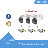 Refurbished Antminer L3+ 3PCS Dogecoin/Ltc Miner With Bitmain Power Supply 504mh/S Free Electricity Recommend