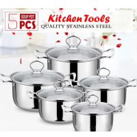 NEW PANCI SET HIGH POT GN STAINLESS STEEL - PANCI STEAMER DENGAN TUTUP KACA TEBEL - PANCI 5PCS 16-24