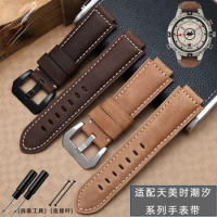 Genuine Leather Watch Strap for Timex Tide T2n721 T2n720 Tw2t76500 Tide Series Men's Raised Mouth Watchband Accessories 16mm