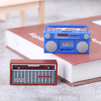 1pc DollHouse Mini ornaments Mini nostalgic radio recorder model toy decorations