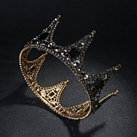 圓形巴洛克黑色新娘皇冠頭飾公主王冠結婚頭飾婚紗禮服配飾品
