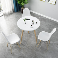 北歐小圓桌子椅組合簡約現代小圓形茶幾白色陽台桌椅歐式洽談臥室