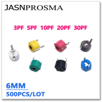 JASNPROSMA 500PCS 6MM 3PF 5PF 10PF 20PF 30PF black blue white red green Adjustable Trimmer Variable Ceramic capacitor JML06