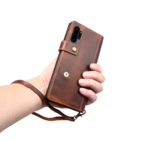 For Samsung Galaxy Note10 Plus Genuine Leather Flip Mobile Phone Case Note10+ Note 10 Card Pocket Wallet Cover Finger Holder