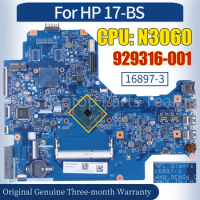 16897-3 For HP 17-BS Laptop Mainboard 929316-001 SR2KN N3060 100％ Tested Notebook Motherboard