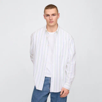 【GAP】男裝 翻領長袖襯衫-白色(543232)