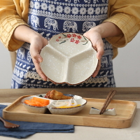 日式和風兒童早餐盤陶瓷三格盤多格盤小菜盤子碟子家用分格餐盤