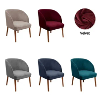 Velvet Armchair Cover Stretch Dining Chair Slipcovers Accent Curved Office Chairs Covers Elastic House De Chaise Seat Case Home