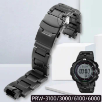 Plastic Steel Composite Watchband For Casio G-SHOCK PRW-3100/6000/6100/3000 Raised Strap Bracelet Men Wristband Black Accessorie