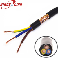 Original RVVP Wire 2Meters Pure Copper RVVP3 Shielded Wire Control Cable 3core /0.3/0.5/0.75/1/1.5/2.5MM2 square signal wire