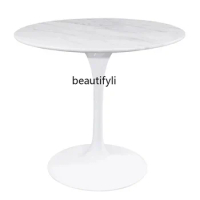 Natural Marble Dining-Table Tulip Negotiating round Table Marble Bright Stone Plate Small Table Home
