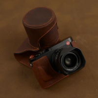 Handmade Genuine Leather Camera Case Waterproof Bag Skin For Leica Q2 Open Battery Design