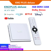 MECOOL KM2 Plus Deluxe Android TV Box With Netfilx 4K Certified Doby Atmos/Doby Vision 4+32G WiFi6 1000M LAN BT5.0 Media Player