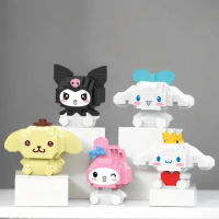 Sanrio Hello Kitty Building Block Anime Figure Cinnamoroll Kuromi Pochacco Assembled Decorative Model Children's Puzzle Gifts