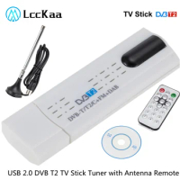 LccKaa Digital satellite DVB T2 USB TV Stick Tuner with antenna Remote HD USB TV Receiver DVB-T2/DVB-T/DVB-C/FM/DAB USB TV Stick