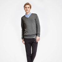 Sweater Rajut Pria V Neck Premium Abu Switer Kerah V Bahan Rajut  Basic Lembut Keren Grey