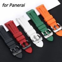 24mm Silicone Rubber Watchband for Panerai PAM Strap Black Green Blue Red Band Tang Buckle Sport Waterproof Replacement Bracelet