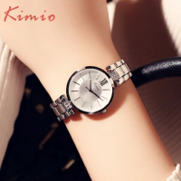 KIMIO Full Steel Women's Watches Luxury Rhinestone Bracelet Watch Waterproof Quartz Wristwatches Girls Dress Clock Montre Femme