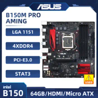 LGA 1151 Motherboard ASUS B150M PRO GAMING Intel B150 Motherboard 4×DDR4 64GB PCI-E 3.0 M.2 USB3.0 HDMI Micro ATX For 6 Gen Core