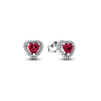 ต่างหู Elevated Red Heart Stud Earrings สีเงิน