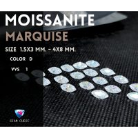 Moissanite -โมซาไนท์ MARQUISE SHAPE  (Size 1.5x3 mm - 4x8 MM) (D:Color,VV1)เพชรสังเคราะห์(เพชรโมอีส)