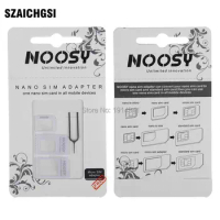 SZAICHGSI 4 In 1 Noosy Nano Micro SIM Card Adapter Eject Pin For iPhone 7 6 6s plus 5 5S 4 4s wholesale 2000 sets