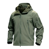 Mens Tactical Jacket Hiking Jackets Shark Skin Soft Shell Clothes Windbreaker Flight Pilot Hood Military Fleece Field Jacket