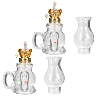 Retro Oil Lamps Vintage Decorateative Wedding Kerosene Lamps Oil Lamps Retro Changming Lamp Glass Worshipping Buddha Lamp Oil
