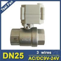 High Quality Brand New Electric Automatic Ball Valve 2 Way Stainless Steel NPT/BSP 1" AC/DC9-24V 3 Wires On/Off 5 Sec CE/IP67