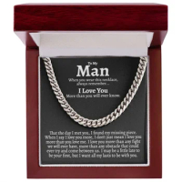 To My Man Cuban Link Curb Chain I Love You Card Necklace Led Box Birthday Christmas Gift Idea for Husband Boyfriend