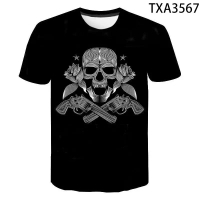 ฤดูร้อนใหม่ เสื้อเชิ้ตแขนสั้น ลาย Guns N Roses พิมพ์ลาย 3 มิติ ใส่สบาย ระบายอากาศได้ดี สำหรับผู้ชายแ