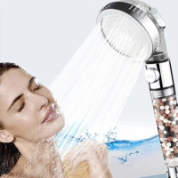 Ultra New Bathroom 3-Function SPA Shower Head with Switch Stop Button high Pressure Anion Filter Bath Head Water Saving Shower