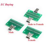Type-C Male to Female USB 3.1 Test PCB Board Adapter Type C 24P 2.54mm Connector Socket For Data Line Wire Cable Transfer